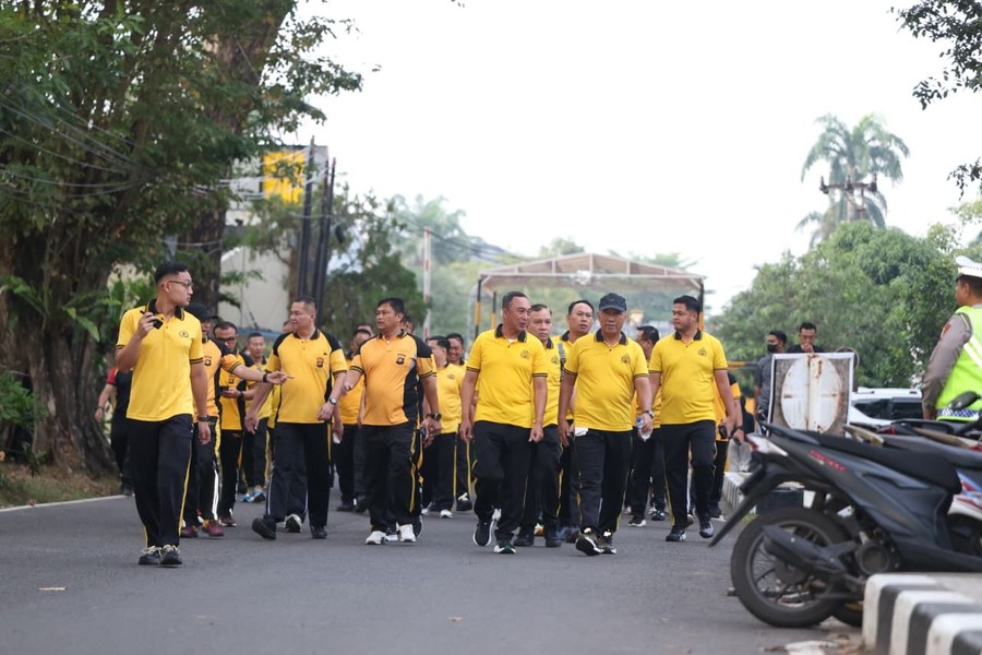 Sambut Hari Bhayangkara Ke-80, Polda Sumsel Gelar Olahraga Bareng Warga