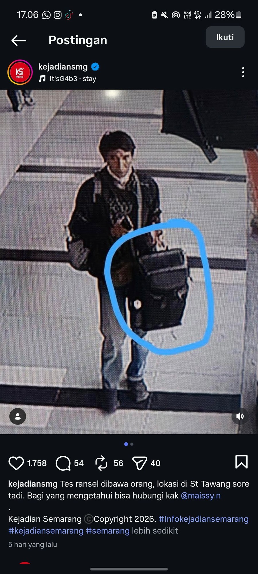 Pria Berjaket Hitam Terekam CCTV Curi Tas di Stasiun Tawang, Polisi Tangkap Pelaku Kurang dari Sepekan