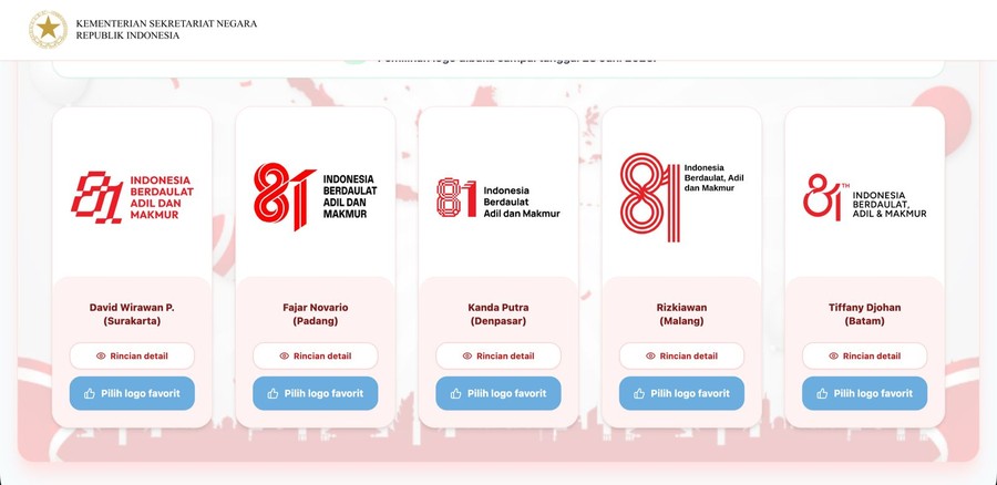Ini 5 Desain Terbaik Logo HUT Ke-81 RI, Publik Bisa Ikut Pilih